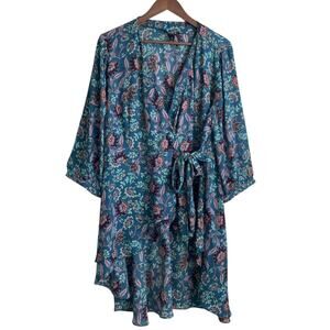 Torrid Women Wrap Top XL Colorful Muted Floral Whimsigoth Cottage Fairy Festival